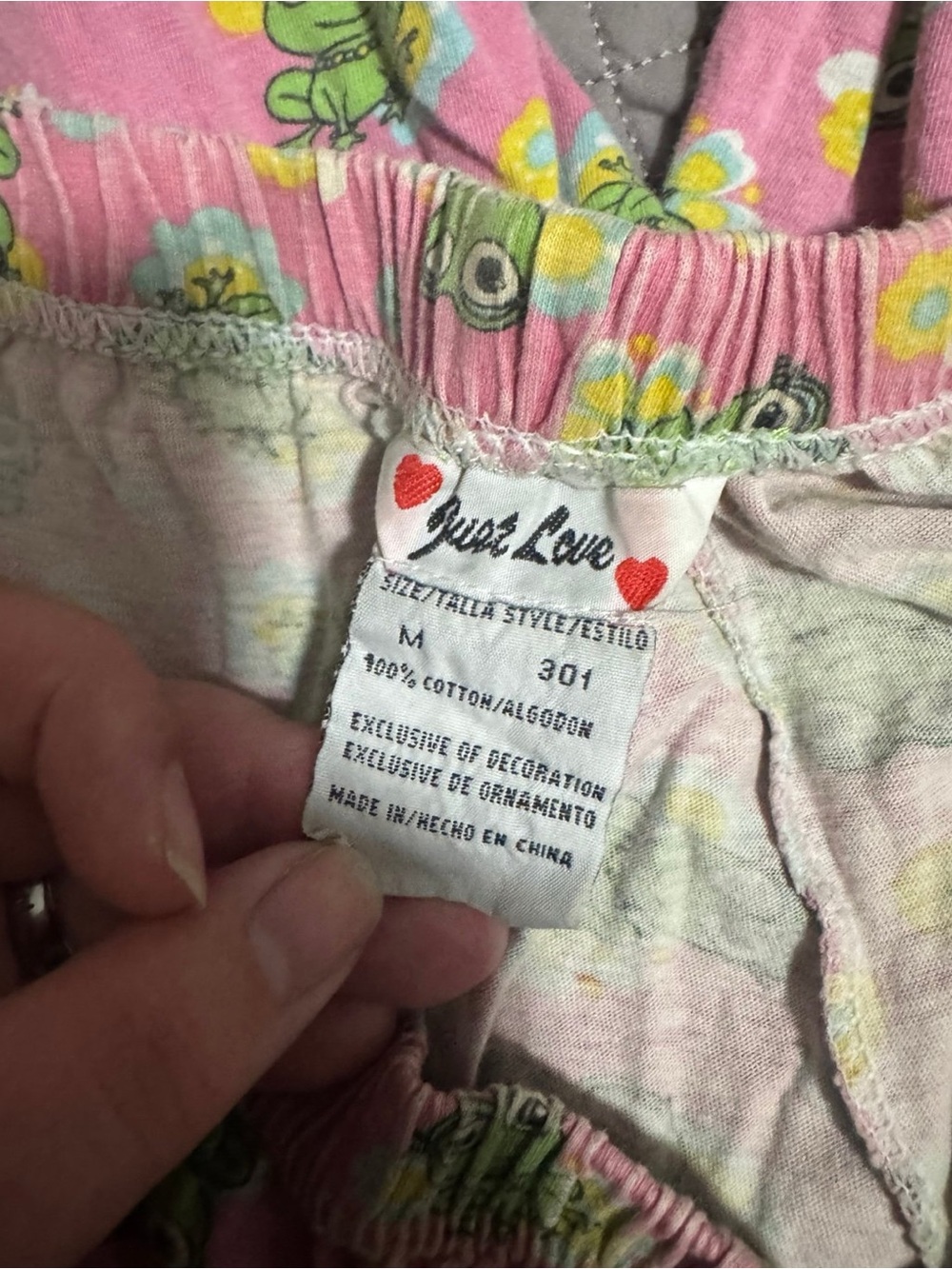 Pink Frog Print Pajama Pants Sz med - Picture 3 of 4